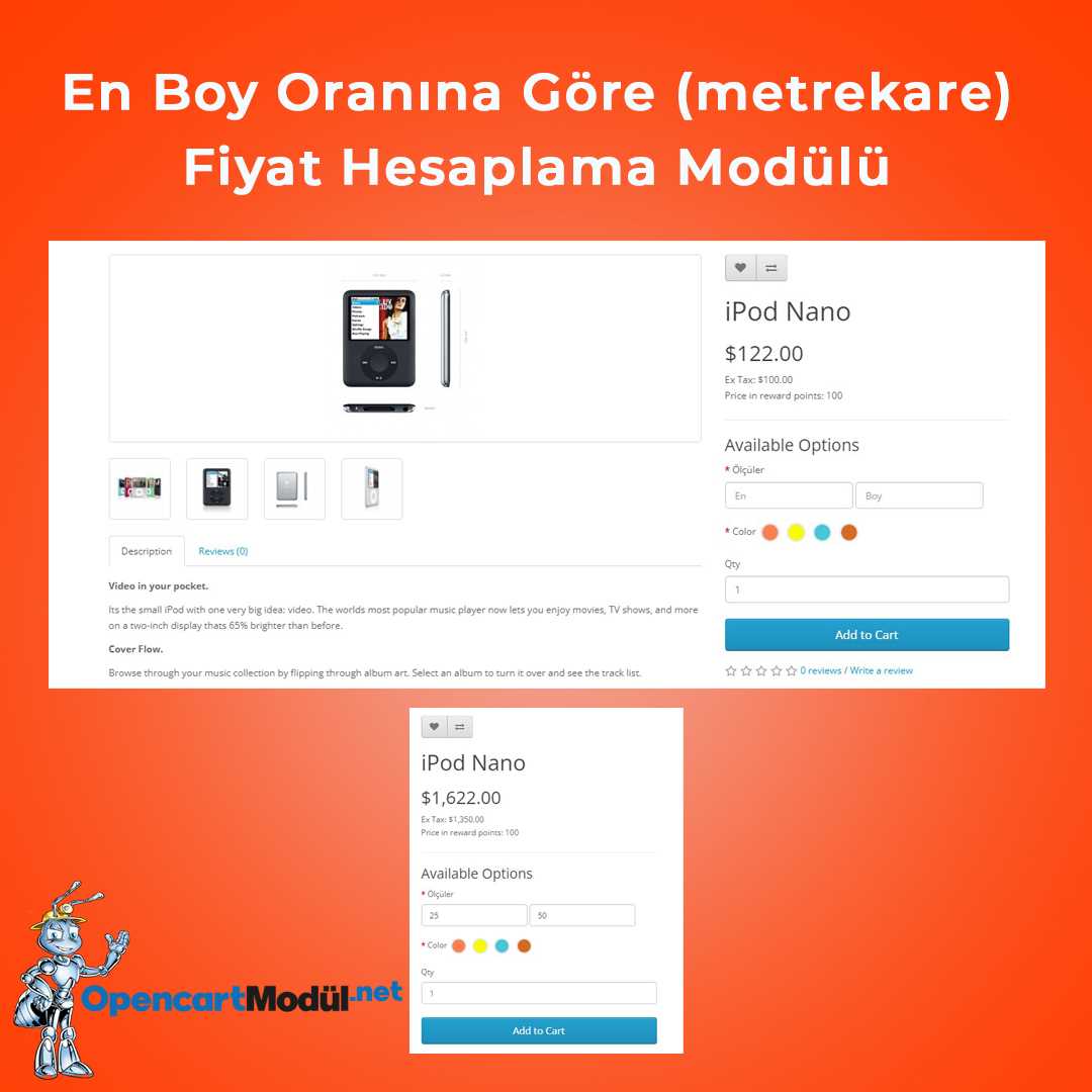 Opencart En Boy Oranına Göre (metrekare) Fiyat Hesaplama Modülü