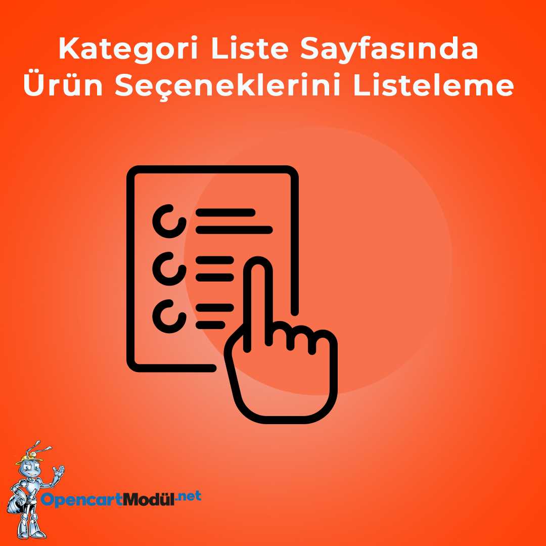 Kategori Liste Sayfasında Ürün Seçeneklerini Listeleme