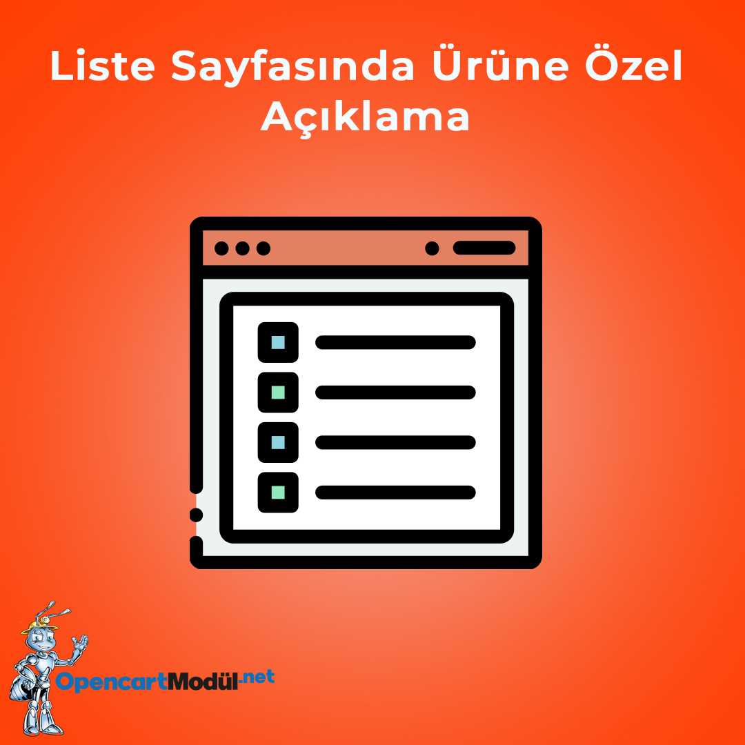 Opencart Liste Safyasında Ürüne Özel Açıklama