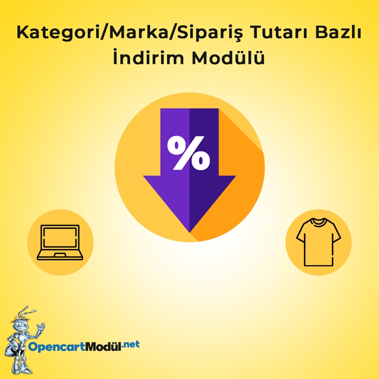 Opencart Kategori/Marka/Sipariş Tutarı Bazlı İndirim Modülü