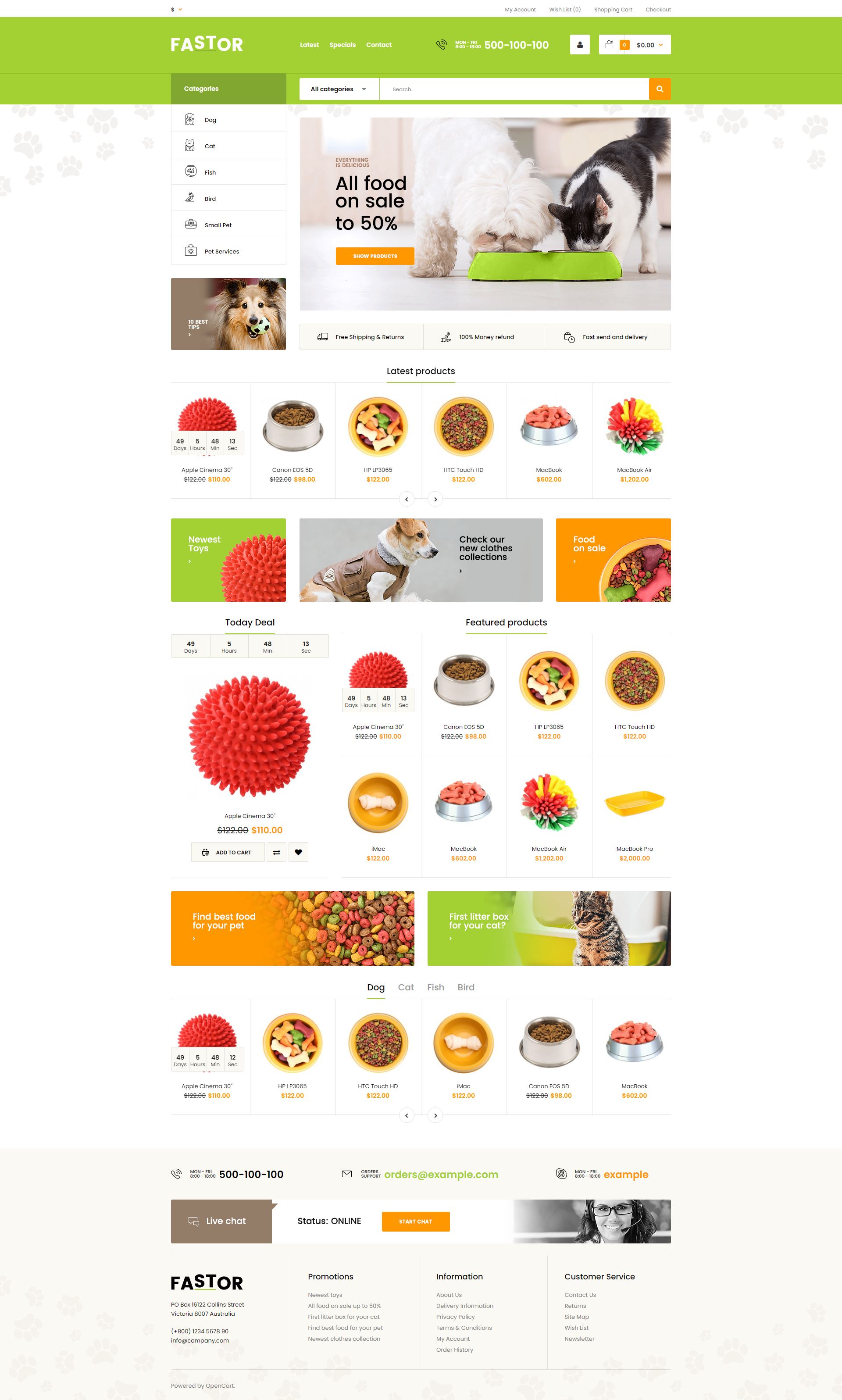 Fastor - Opencart PetShop Teması