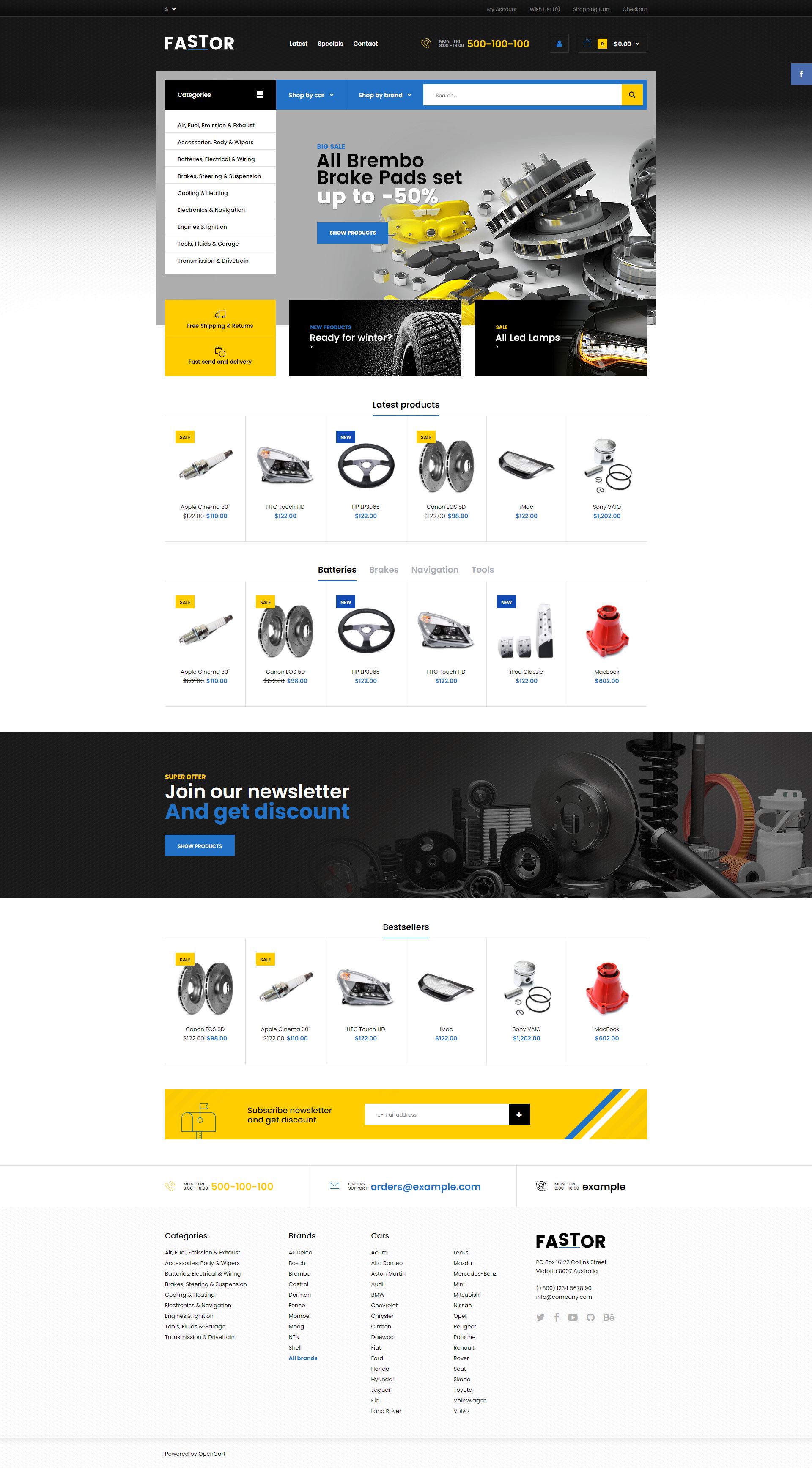 Fastor - Opencart Araç Yedek Parça Teması
