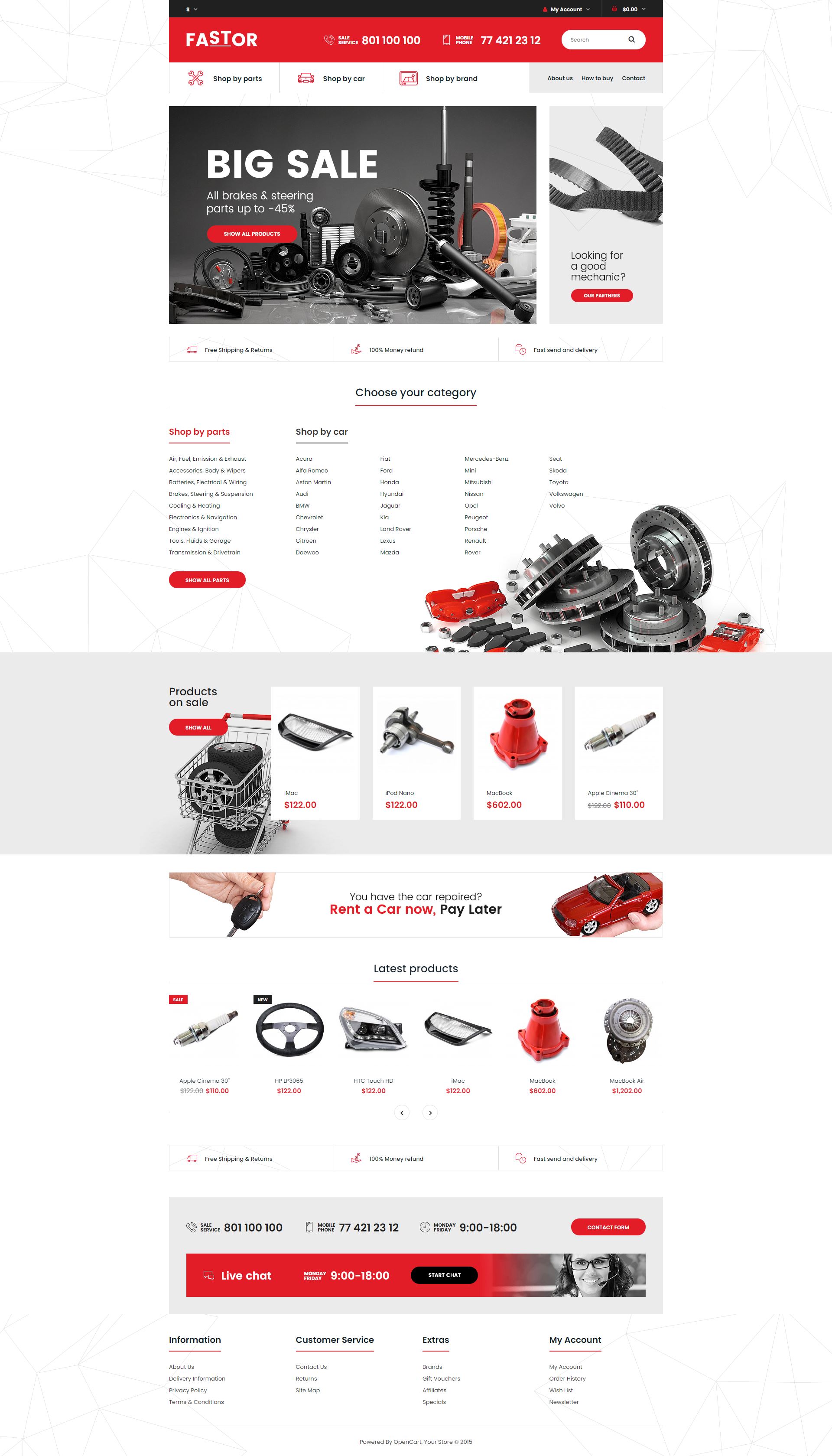 Fastor - Opencart Araç Yedek Parça Teması