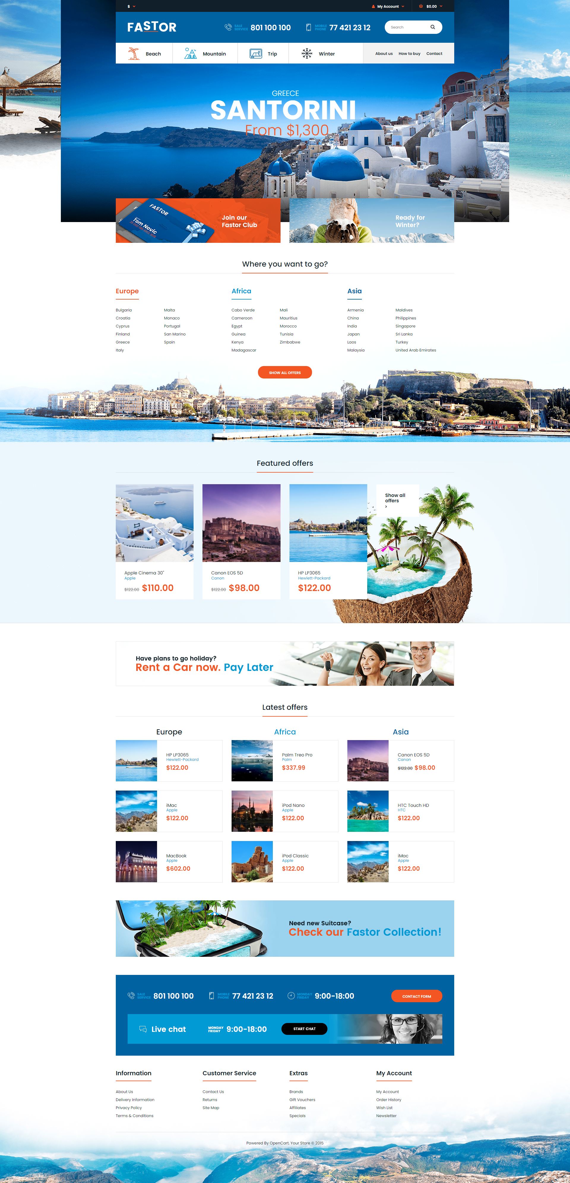 Fastor - Opencart Otel-Tur Satış Teması