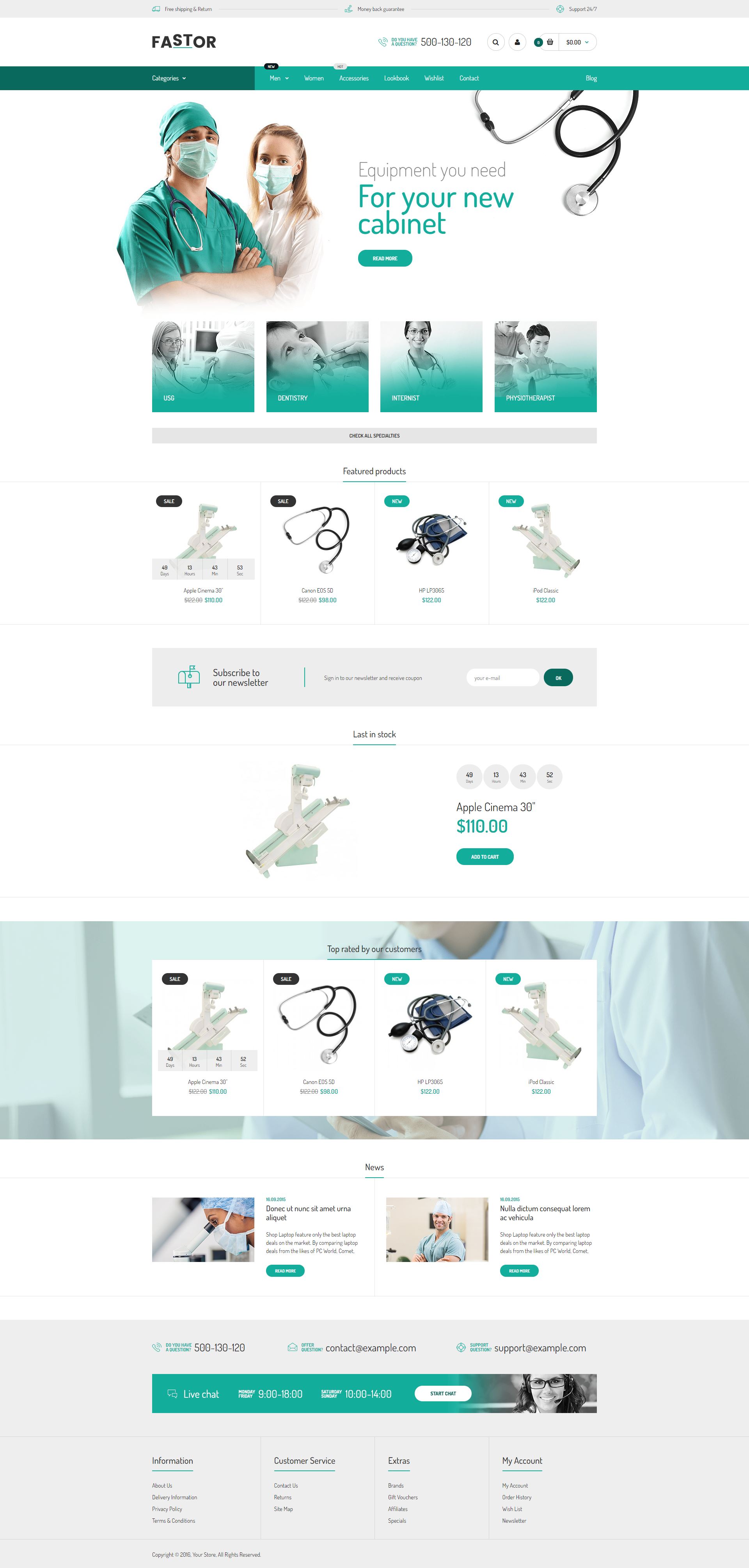Fastor - Opencart Medikal Ürün Satış Teması