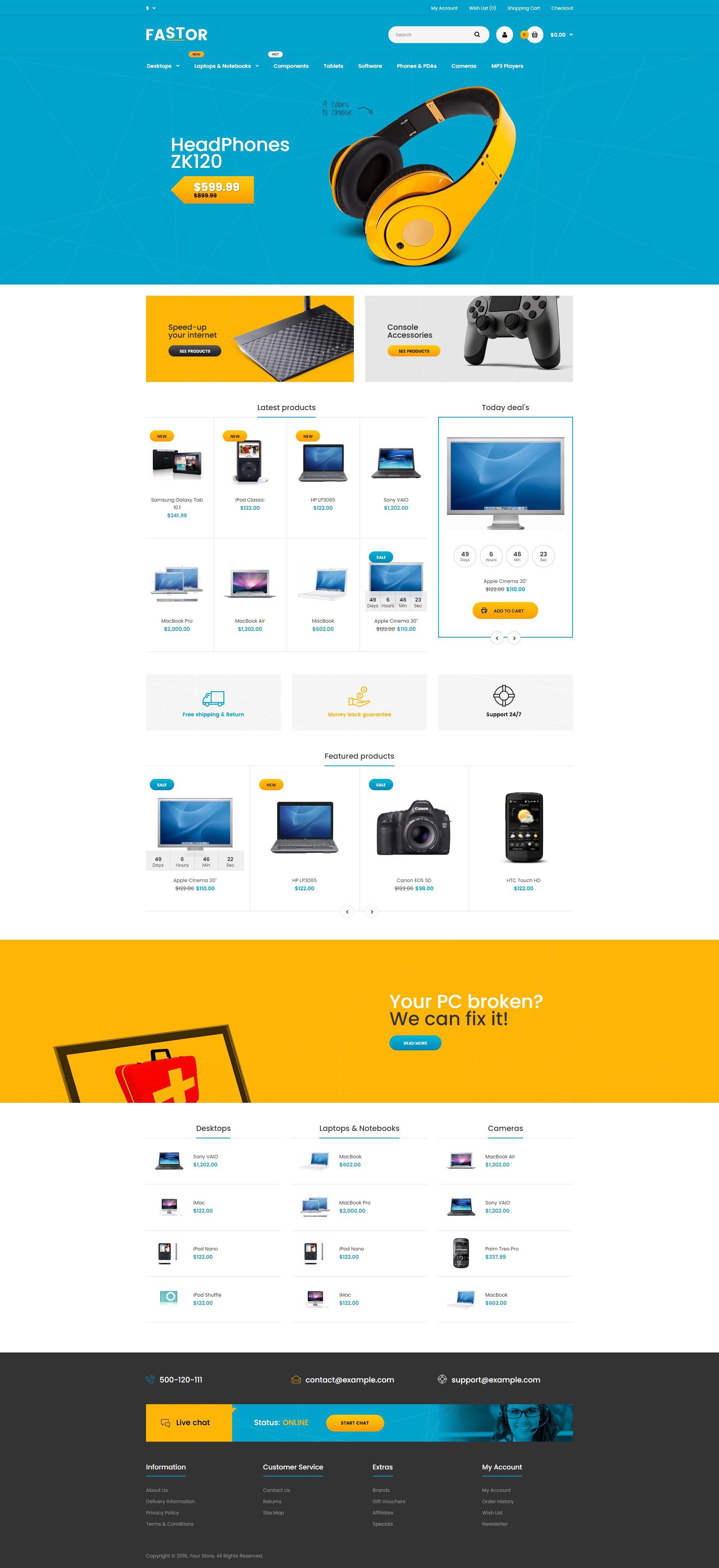 Fastor - Opencart Elektronik Satış Teması