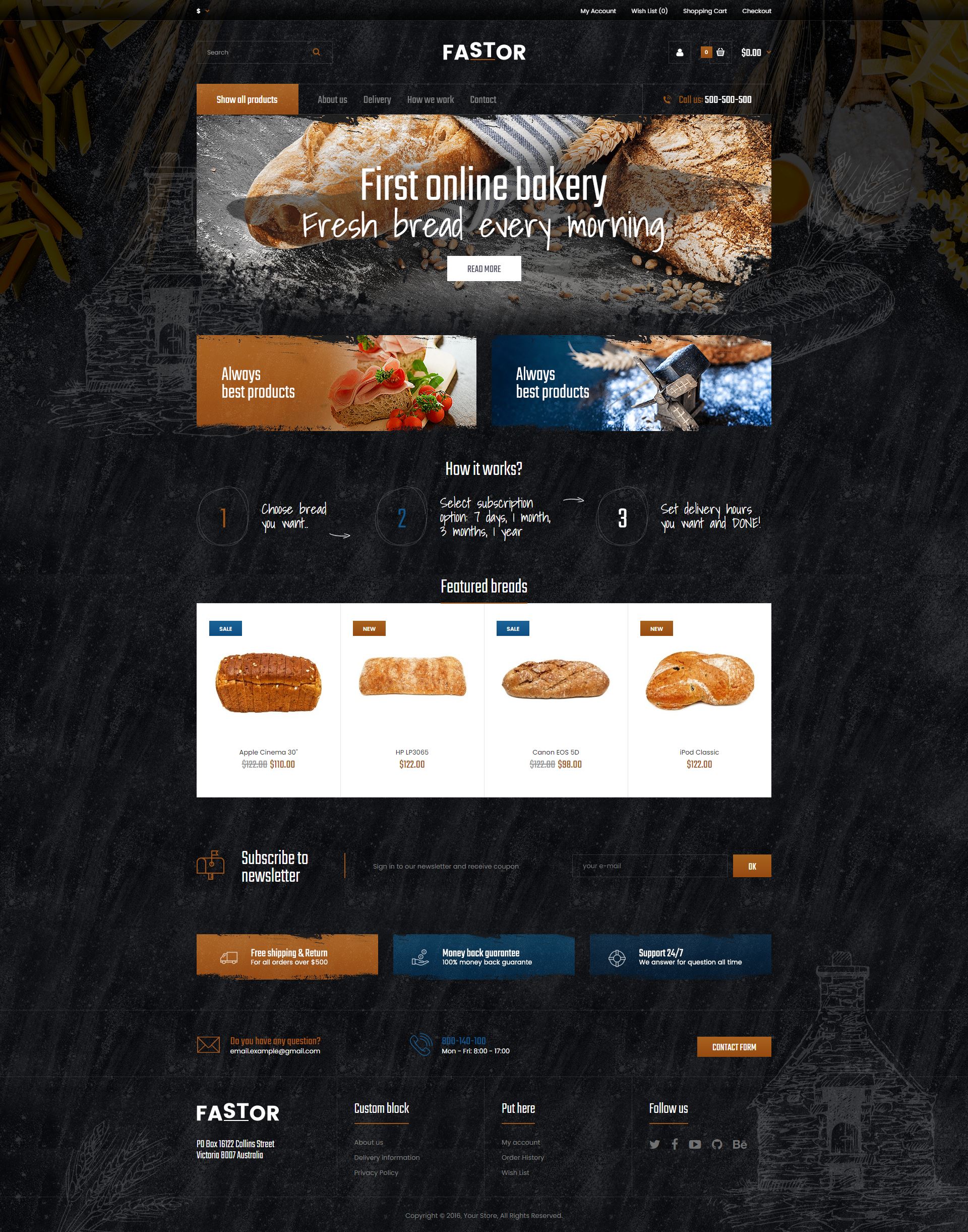 Fastor - Opencart Yiyecek Satış Teması