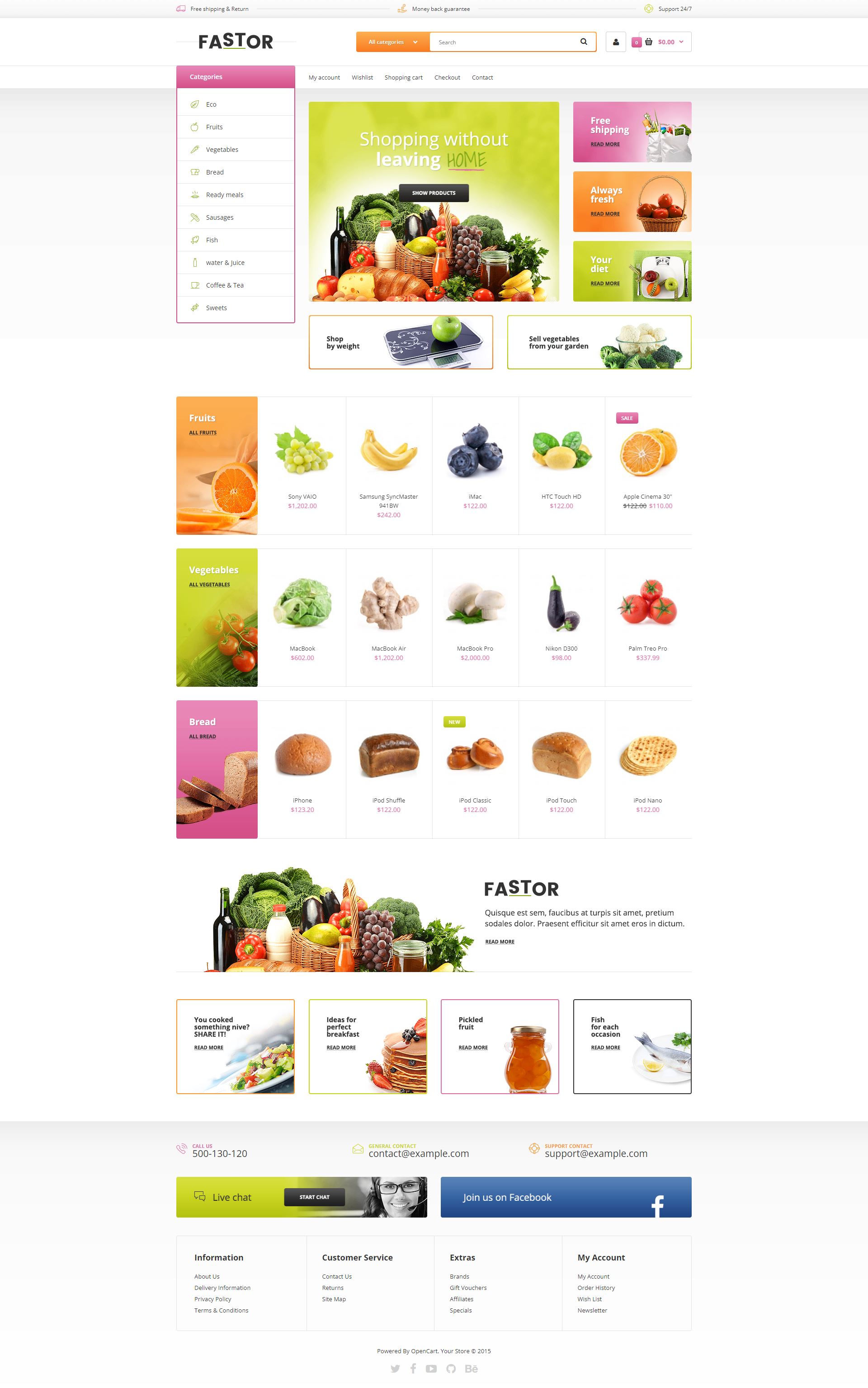 Fastor - Opencart Yiyecek Satış Teması