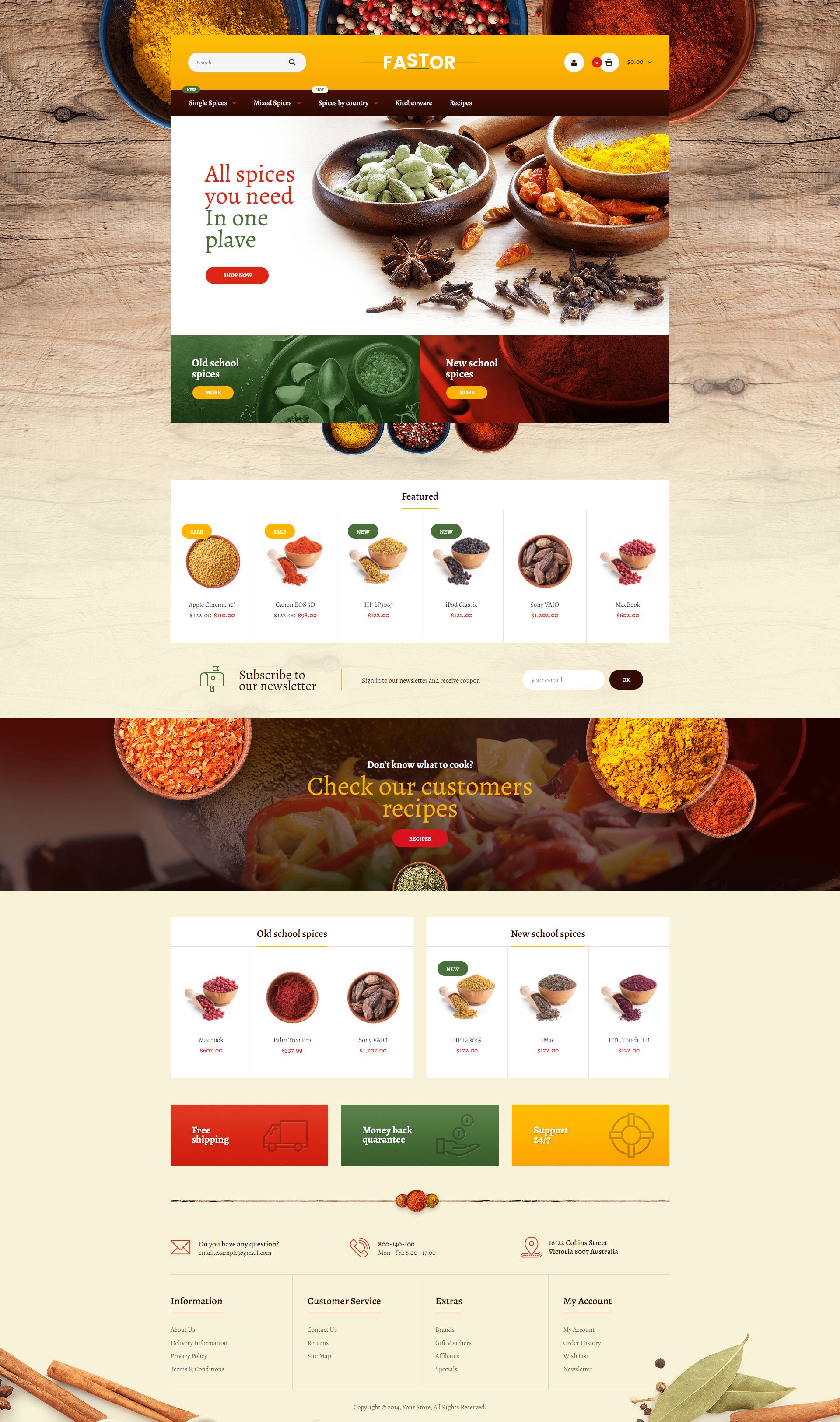 Fastor - Opencart Yiyecek Satış Teması