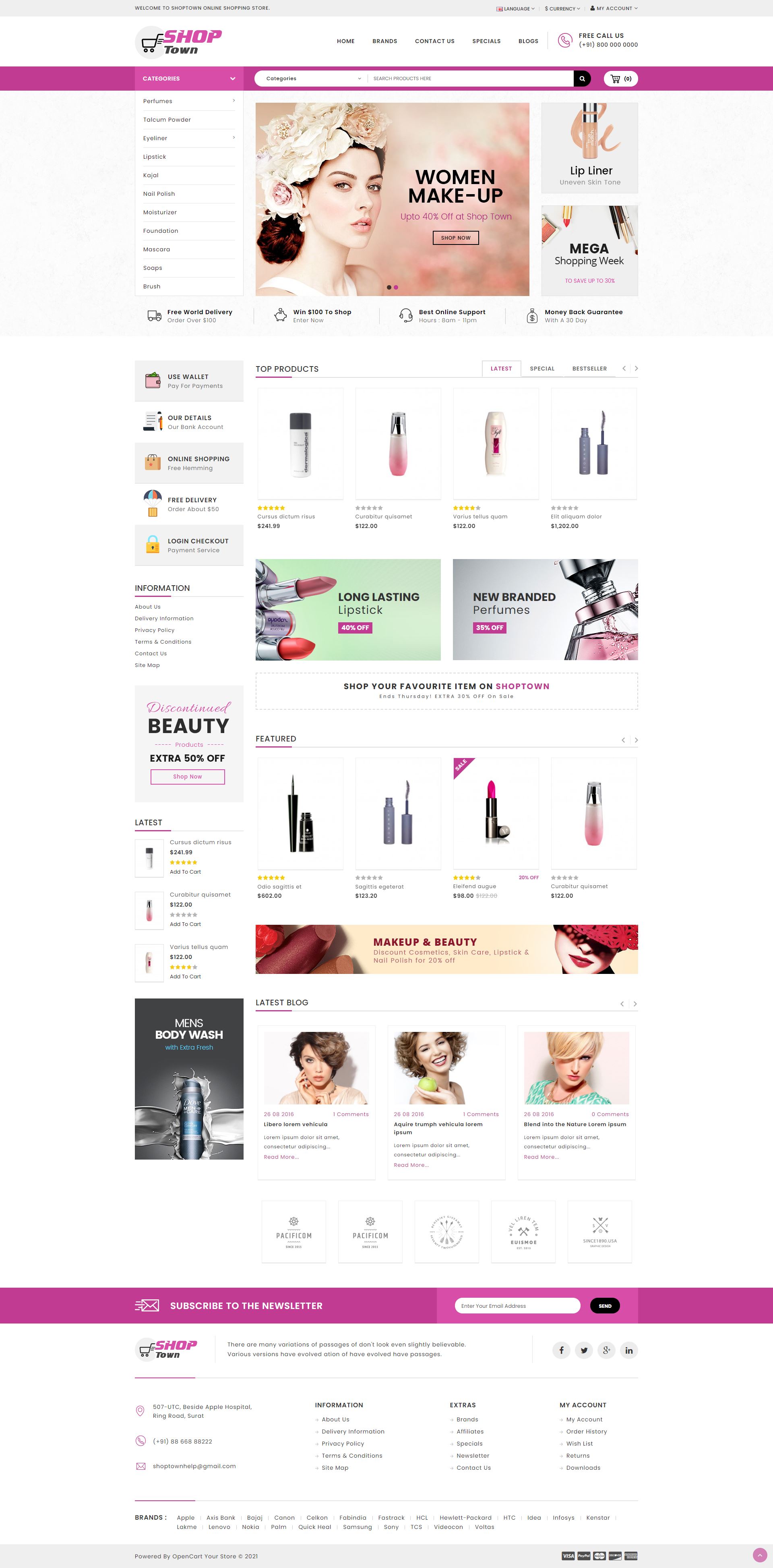Shop Town - Opencart Makyaj Malzemesi Satış Teması