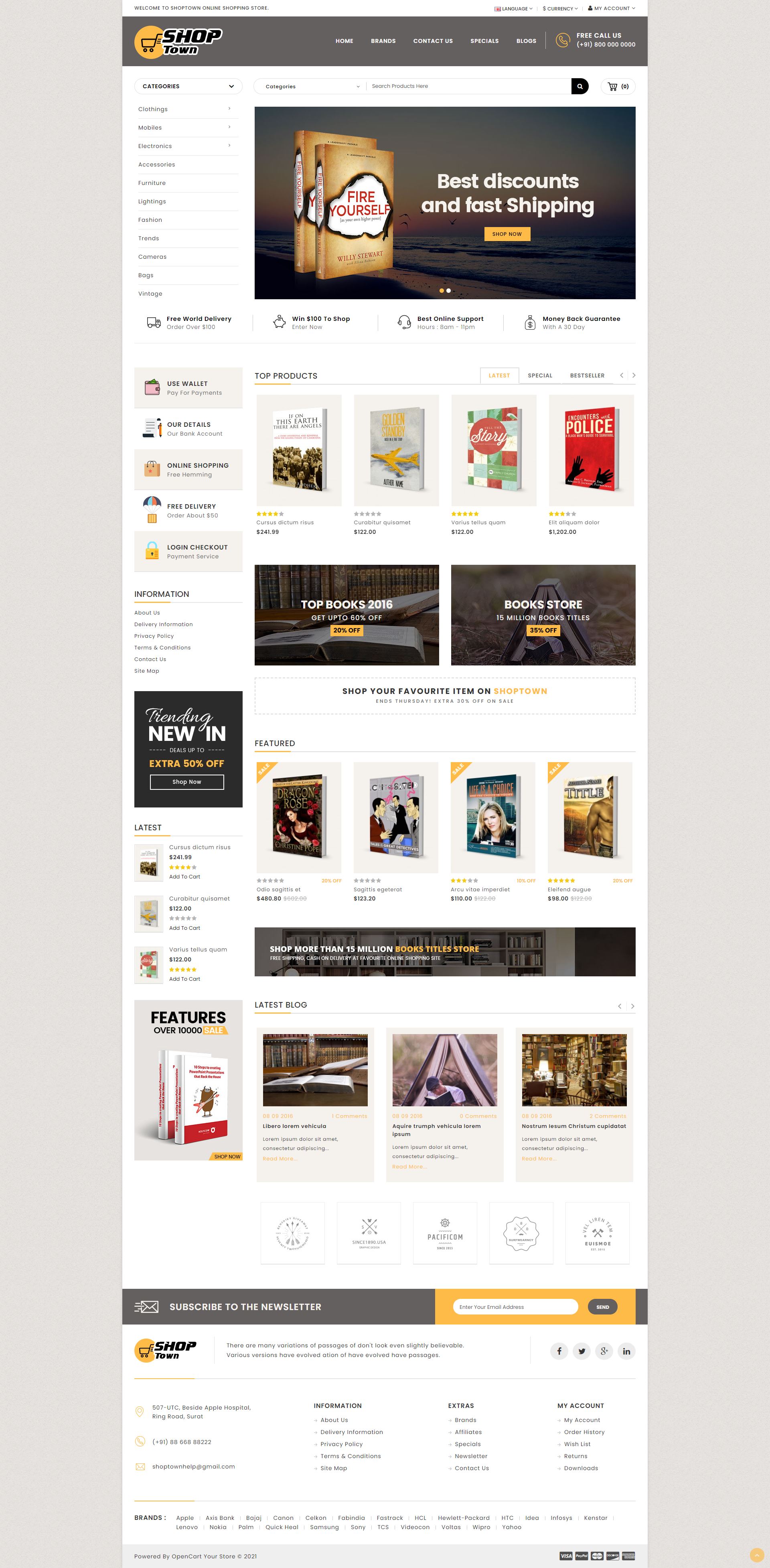 Shop Town - Opencart Genel Alışveriş Teması