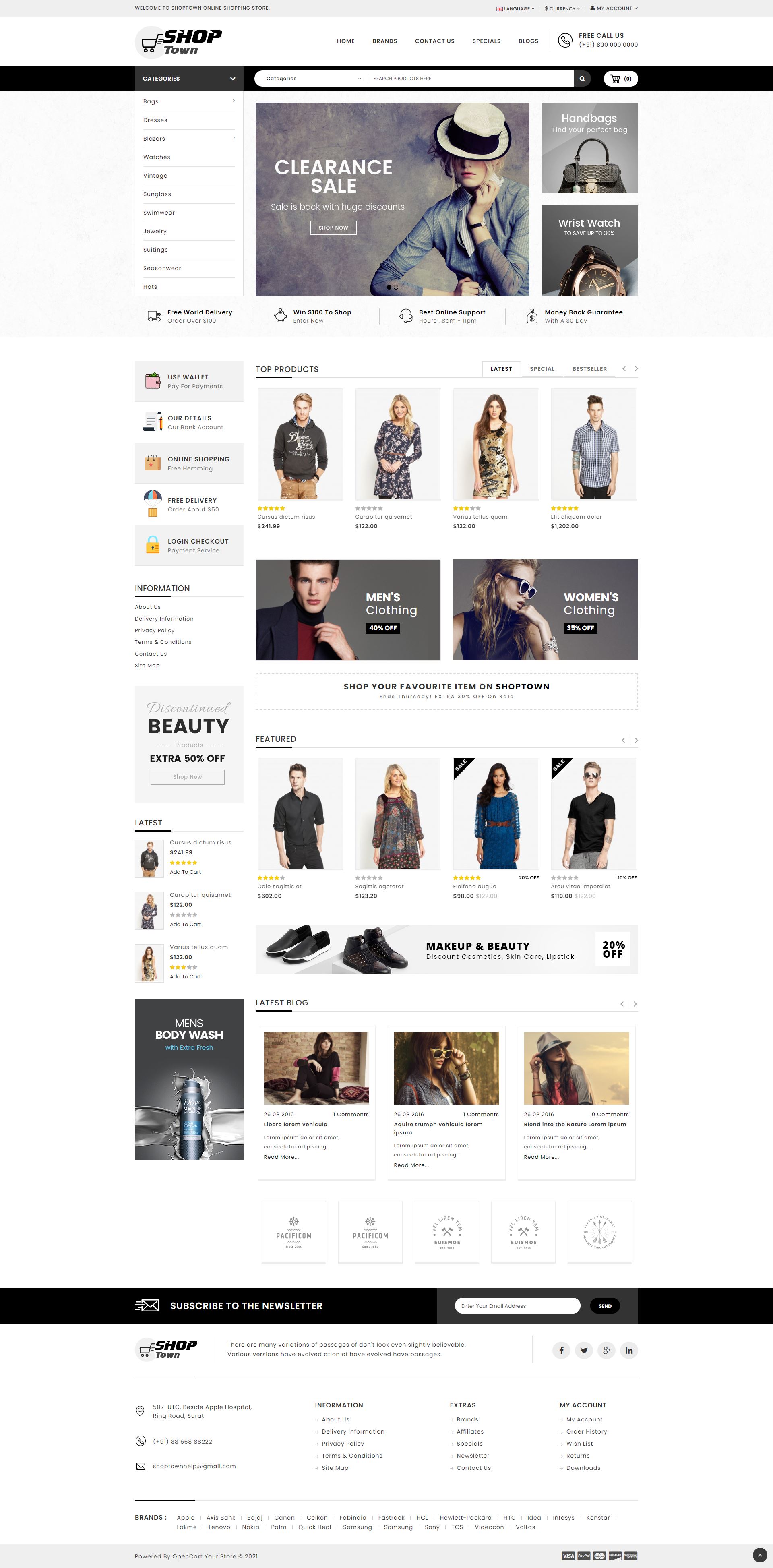 Shop Town - Opencart Genel Alışveriş Teması