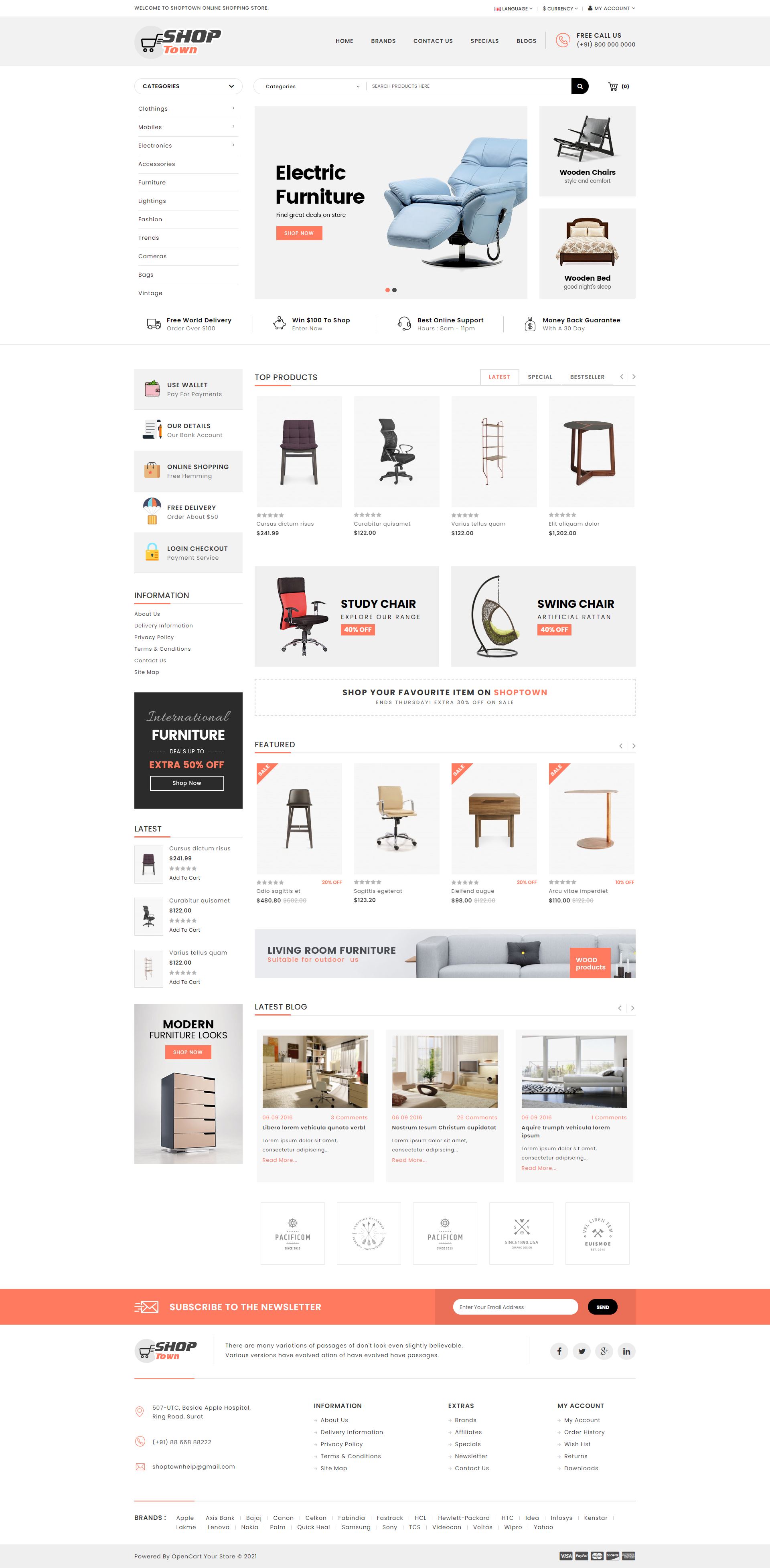 Shop Town - Opencart Mobilya Satış Teması