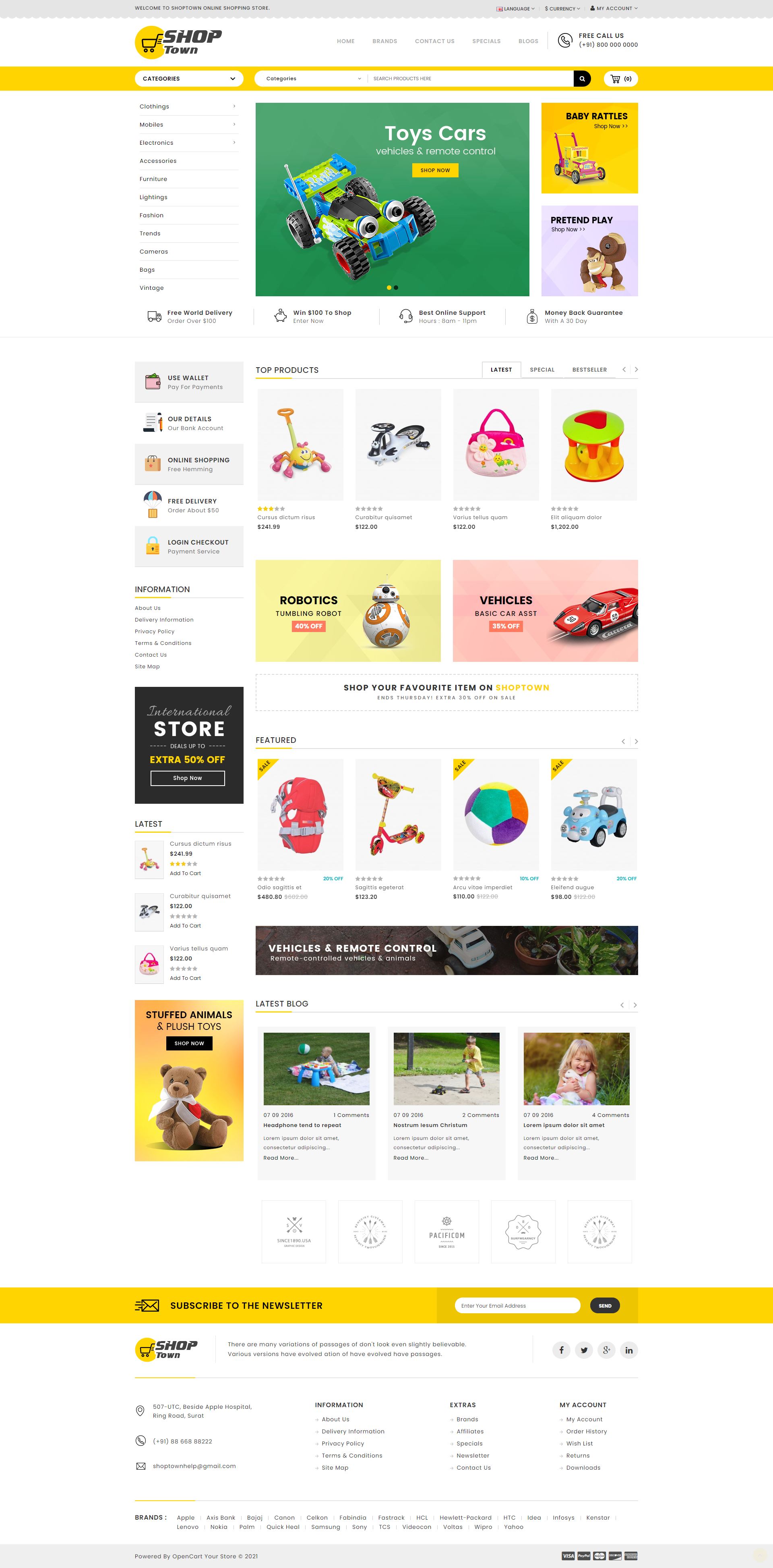 Shop Town - Opencart Oyuncak Teması